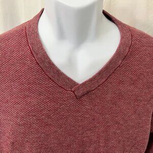🧶 Hugo Boss Men’s Wool Blend Slim Fit V-Neck Sweater M Red Gray EUC 🔥